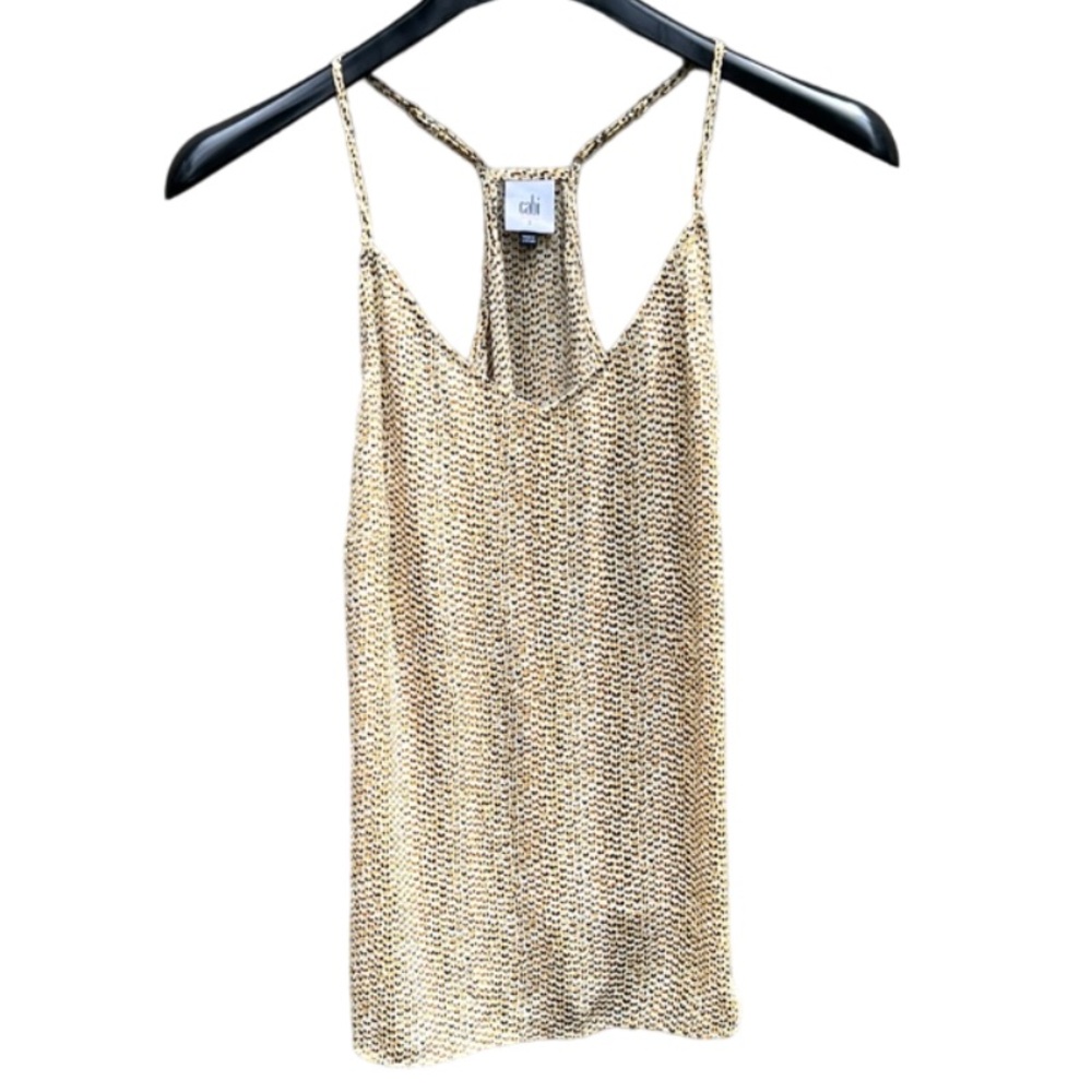 Cabi Yellow/Gold Impression Racerback Tank Size Small Semi-Sheer
